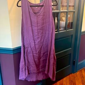 Flax large purple with a pocket linen dress